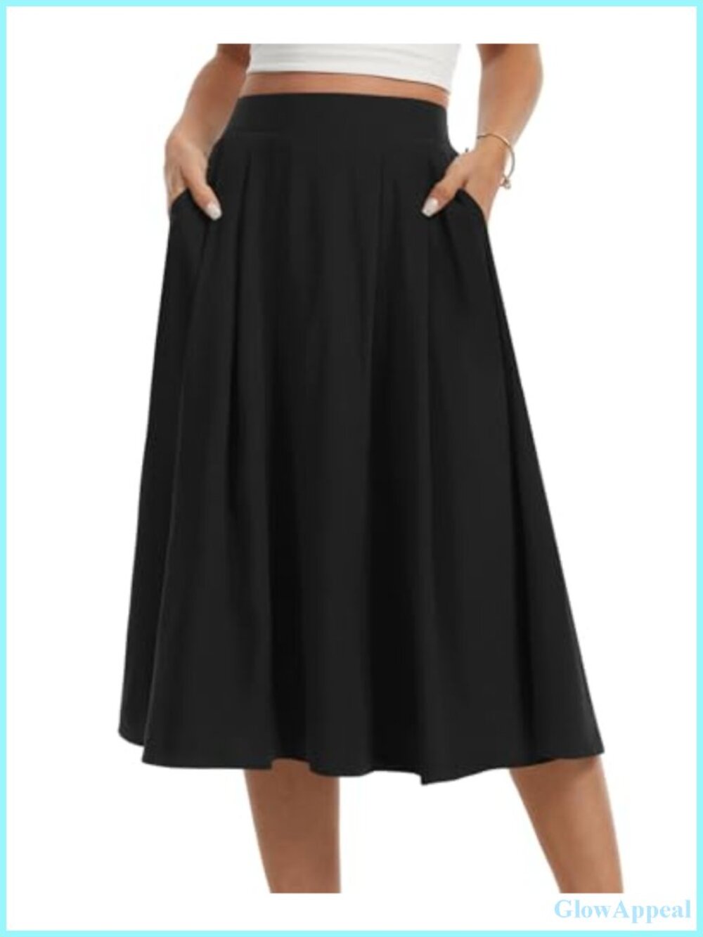 Midi A-Line Flowy Chiffon Skirt with Pockets High Waisted S-2XL